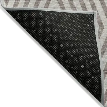 10' X 14' Taupe and Ivory Geometric Washable Non Skid Indoor Outdoor Area Rug
