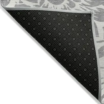 3' X 5' Gray and Ivory Floral Washable Non Skid Indoor Outdoor Area Rug