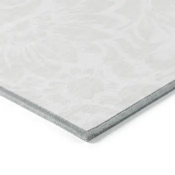9' X 12' Ivory Floral Washable Non Skid Indoor Outdoor Area Rug
