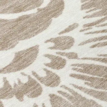 2' X 8' Taupe and Ivory Floral Washable Non Skid Indoor Outdoor Runner Rug