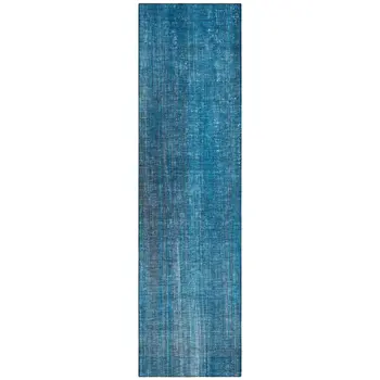 2' X 8' Blue Striped Washable Non Skid Indoor Outdoor Runner Rug