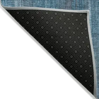 10' X 14' Blue Striped Washable Non Skid Indoor Outdoor Area Rug
