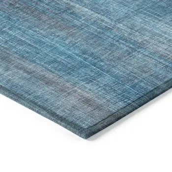 10' X 14' Blue Striped Washable Non Skid Indoor Outdoor Area Rug