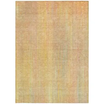 5' X 8' Yellow and Orange Striped Washable Non Skid Indoor Outdoor Area Rug