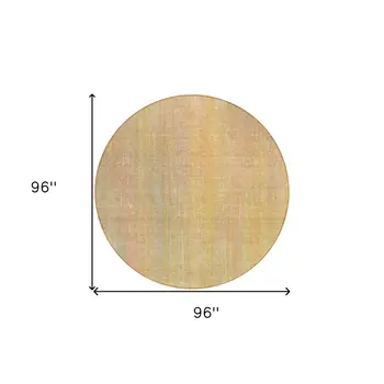 8' Round Yellow and Orange Round Striped Washable Non Skid Indoor Outdoor Area Rug