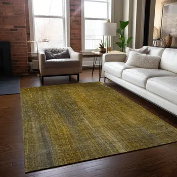 8' X 10' Chocolate Striped Washable Non Skid Indoor Outdoor Area Rug