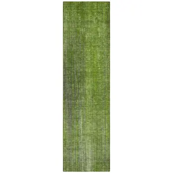 8' Runner Green Striped Washable Non Skid Indoor Outdoor Runner Rug