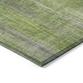 8' Round Green Round Striped Washable Non Skid Indoor Outdoor Area Rug