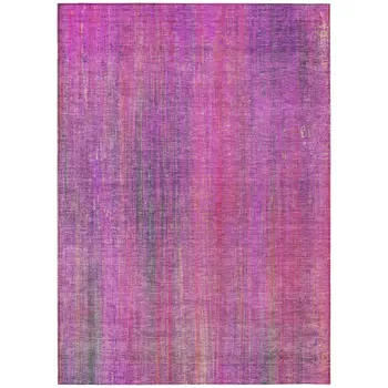 9' X 12' Lilac Striped Washable Non Skid Indoor Outdoor Area Rug