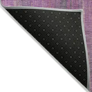 9' X 12' Lilac Striped Washable Non Skid Indoor Outdoor Area Rug