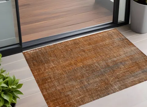 2' X 3' Orange Striped Washable Non Skid Indoor Outdoor Area Rug