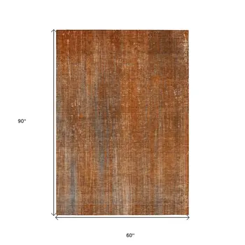 5' X 8' Orange Striped Washable Non Skid Indoor Outdoor Area Rug