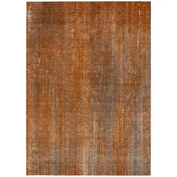 8' X 10' Orange Striped Washable Non Skid Indoor Outdoor Area Rug