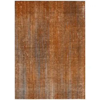 10' X 14' Orange Striped Washable Non Skid Indoor Outdoor Area Rug