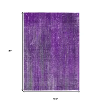 9' X 12' Purple Striped Washable Non Skid Indoor Outdoor Area Rug