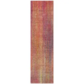 8' Runner Red and Orange Striped Washable Non Skid Indoor Outdoor Runner Rug