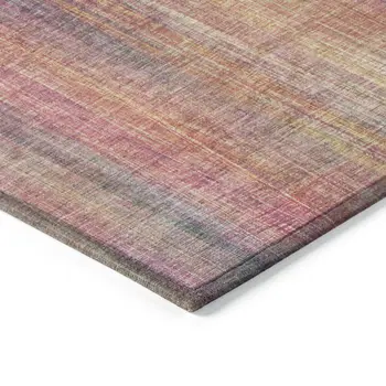 9' X 12' Red and Orange Striped Washable Non Skid Indoor Outdoor Area Rug