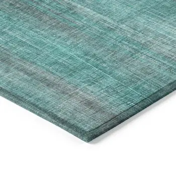 8' Runner Teal Striped Washable Non Skid Indoor Outdoor Runner Rug