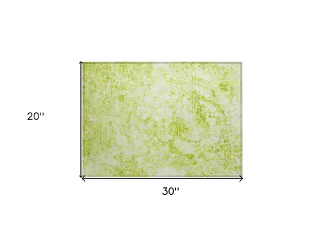 2' X 3' Lime Green Abstract Washable Non Skid Indoor Outdoor Area Rug