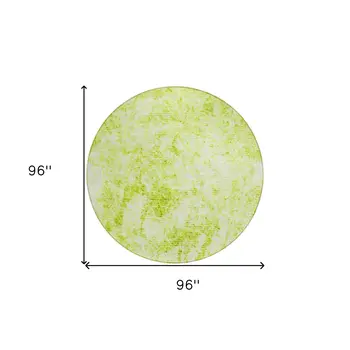 8' Round Lime Green Round Abstract Washable Non Skid Indoor Outdoor Area Rug