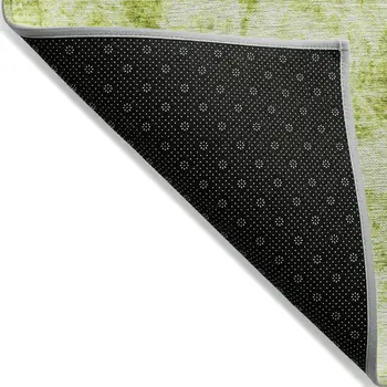 10' X 14' Lime Green Abstract Washable Non Skid Indoor Outdoor Area Rug
