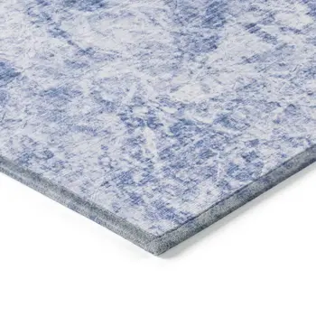 3' X 5' Blue Abstract Washable Non Skid Indoor Outdoor Area Rug
