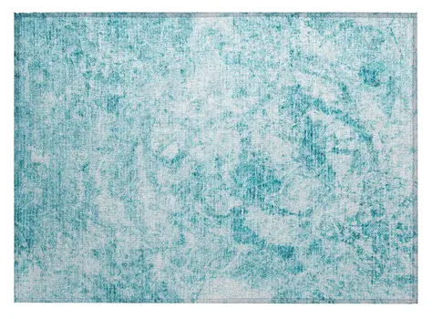 2' X 3' Teal Abstract Washable Non Skid Indoor Outdoor Area Rug