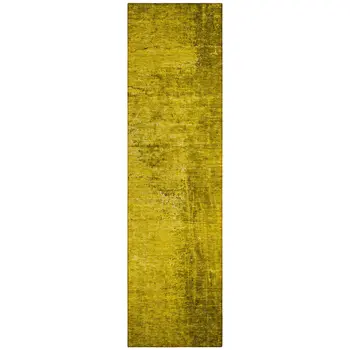 8' Runner Gold Abstract Washable Non Skid Indoor Outdoor Runner Rug
