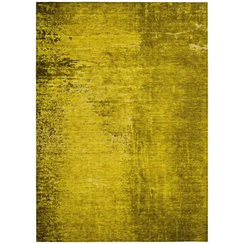 9' X 12' Gold Abstract Washable Non Skid Indoor Outdoor Area Rug