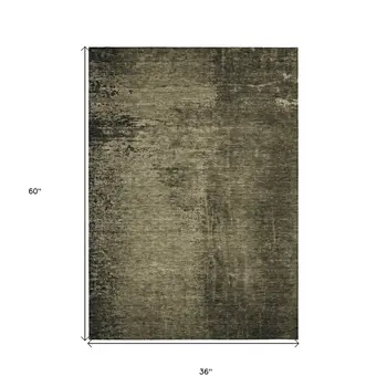 3' X 5' Gray Abstract Washable Non Skid Indoor Outdoor Area Rug