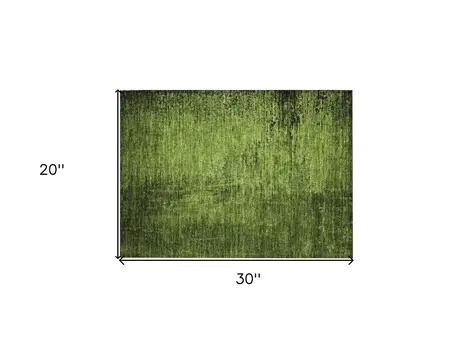 2' X 3' Green Abstract Washable Non Skid Indoor Outdoor Area Rug