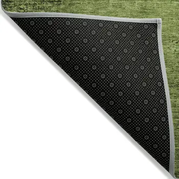 8' Round Green Round Abstract Washable Non Skid Indoor Outdoor Area Rug