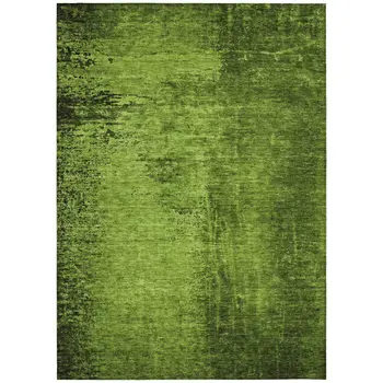 9' X 12' Green Abstract Washable Non Skid Indoor Outdoor Area Rug