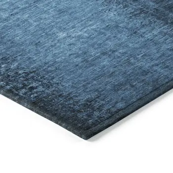 5' X 8' Navy Blue Abstract Washable Non Skid Indoor Outdoor Area Rug