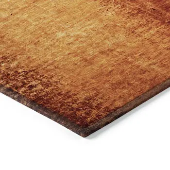 2' X 3' Orange Abstract Washable Non Skid Indoor Outdoor Area Rug