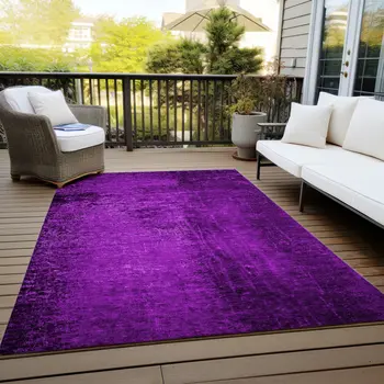 3' X 5' Purple Abstract Washable Non Skid Indoor Outdoor Area Rug