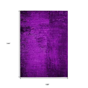 9' X 12' Purple Abstract Washable Non Skid Indoor Outdoor Area Rug