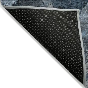 2' X 3' Blue and Dark Blue Abstract Washable Indoor Outdoor Area Rug