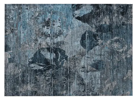 2' X 3' Blue and Dark Blue Abstract Washable Indoor Outdoor Area Rug