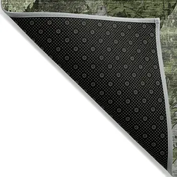 3' X 5' Green and Gray Abstract Washable Indoor Outdoor Area Rug