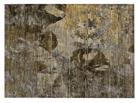 2' X 3' Brown Terracotta and Gray Floral Washable Non Skid Indoor Outdoor Area Rug