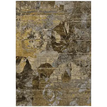 3' X 5' Brown Terracotta and Gray Floral Washable Non Skid Indoor Outdoor Area Rug