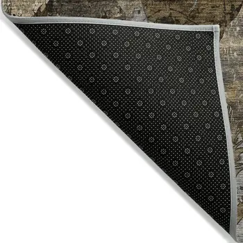 8' X 10' Brown Terracotta and Gray Floral Washable Non Skid Indoor Outdoor Area Rug