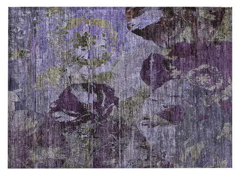 2' X 3' Purple and Green Floral Washable Non Skid Indoor Outdoor Area Rug