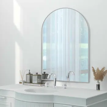 39" Silver Arch Metal Framed Bathroom Vanity Mirror