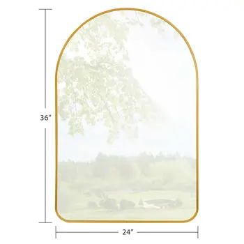 39" Gold Arch Metal Framed Bathroom Vanity Mirror