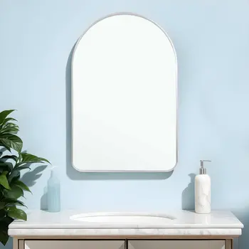 39" Silver Arch Metal Framed Bathroom Vanity Mirror