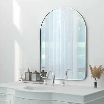 39" Silver Arch Metal Framed Bathroom Vanity Mirror