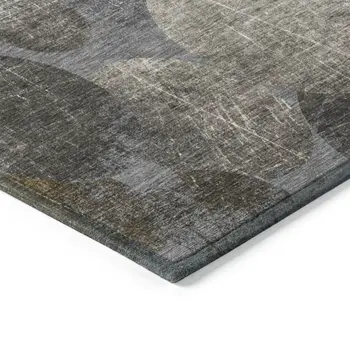 8' X 10' Brown Beige and Ivory Abstract Washable Non Skid Indoor Outdoor Area Rug