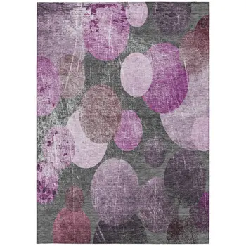 3' X 5' Gray and Purple Abstract Washable Non Skid Indoor Outdoor Area Rug